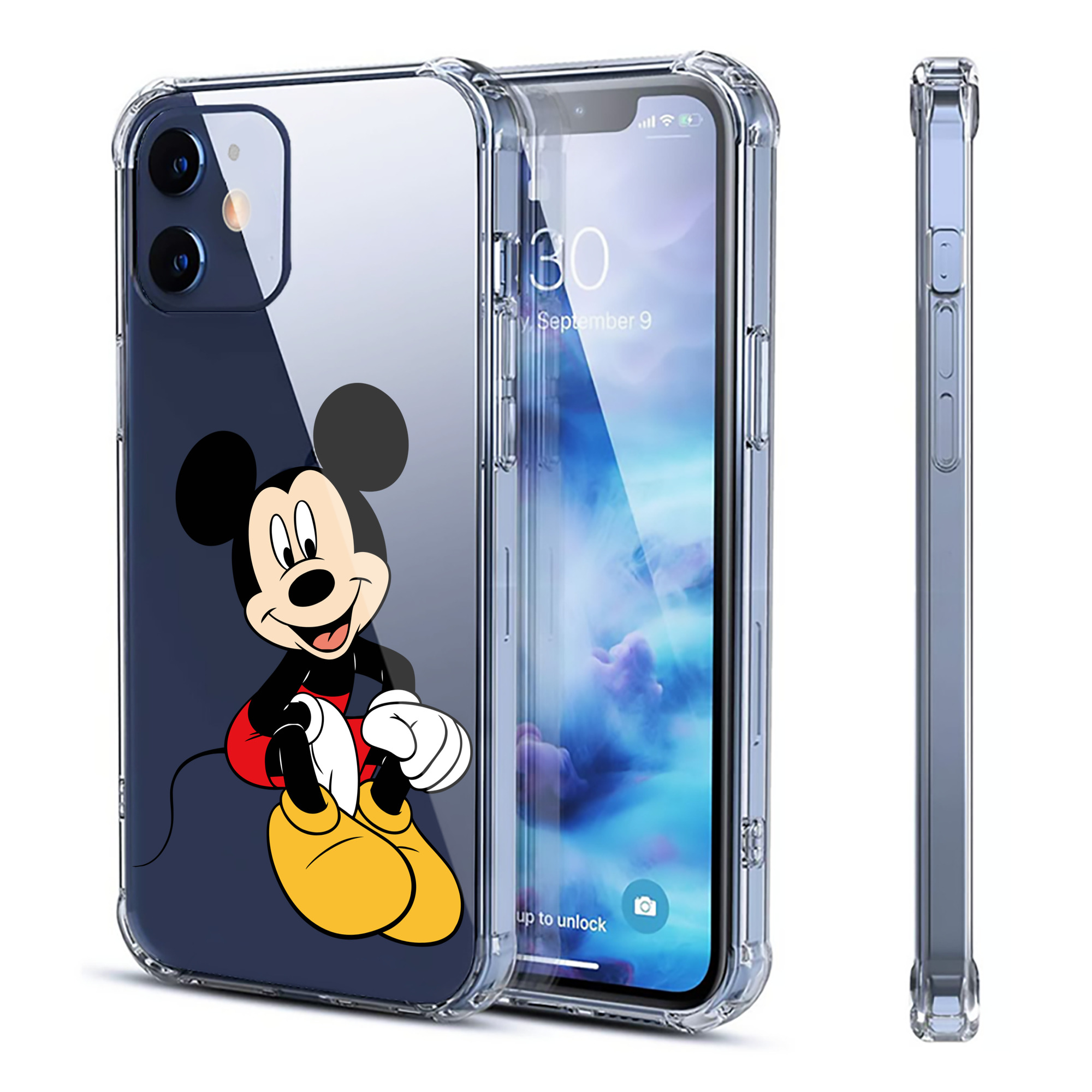 （画像用） ミッキーマウス Mickey Mouse 【iPhone 12シリーズ対応】透明スマホケース（クリアソフトケース）